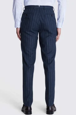 Italian Tailored Fit Blue Stripe Trousers