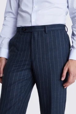 Italian Tailored Fit Blue Stripe Trousers