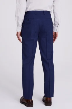 Italian Tailored Fit Blue Check Trousers