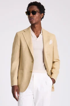 Italian Tailored Fit Camel Herringbone Jacket