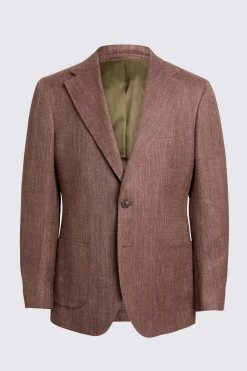 Italian Tailored Fit Cerise Herringbone Suit