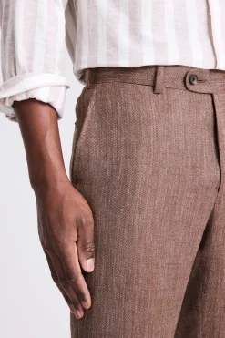 Italian Tailored Fit Cerise Herringbone Trousers