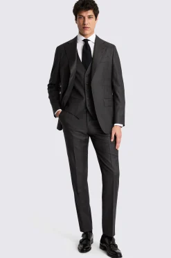Italian Tailored Fit Charcoal Twill Suit