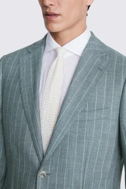 Italian Tailored Fit Green Stripe Suit