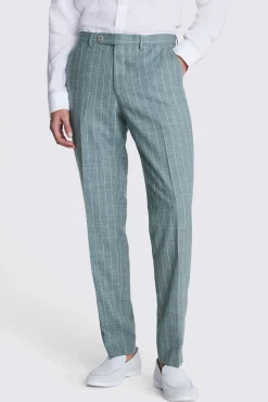 Italian Tailored Fit Green Stripe Suit