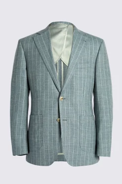 Italian Tailored Fit Green Stripe Suit