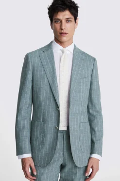 Italian Tailored Fit Green Stripe Suit