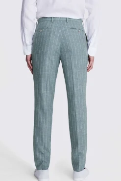 Italian Tailored Fit Green Stripe Trousers
