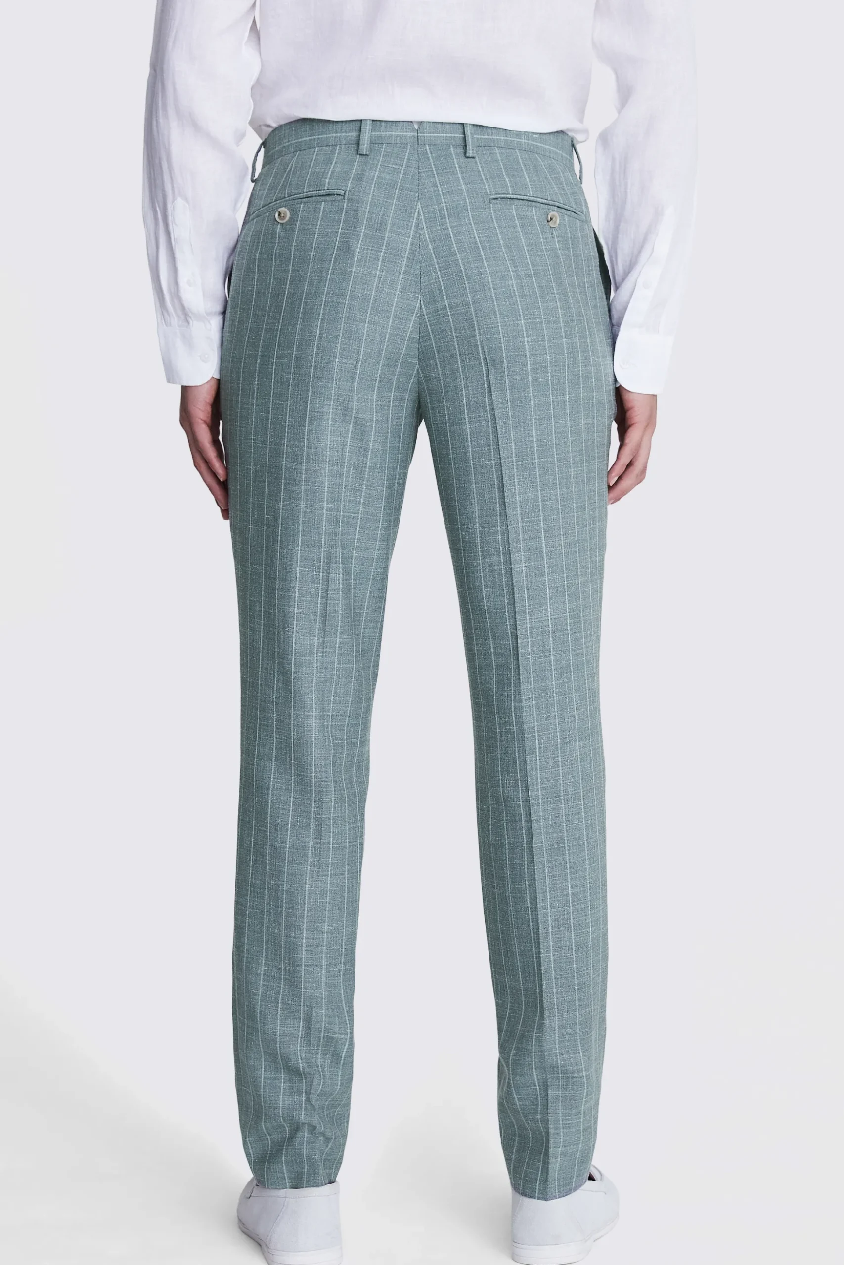 Italian Tailored Fit Green Stripe Trousers