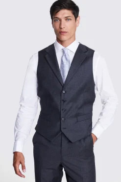 Italian Tailored Fit Grey Sharkskin Morning Waistcoat