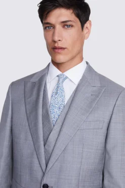 Italian Tailored Fit Grey Sharkskin Morning Jacket