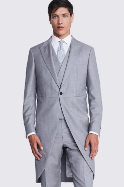 Italian Tailored Fit Grey Sharkskin Morning Jacket