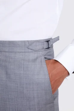 Italian Tailored Fit Grey Sharkskin Trousers