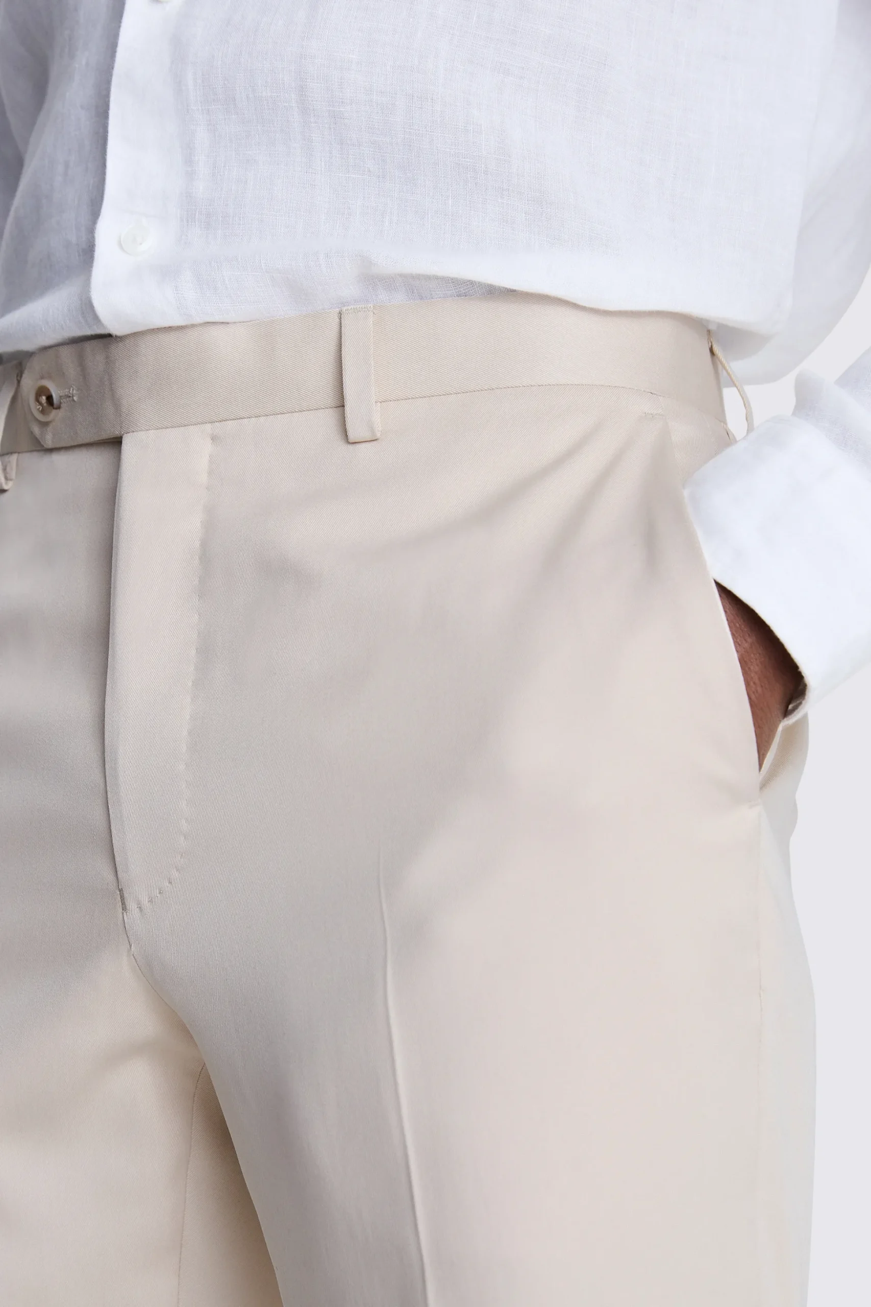 Italian Tailored Fit Light Camel Silk Trousers