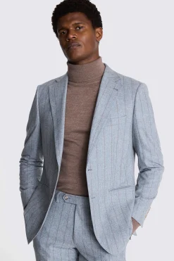 Italian Tailored Fit Light Blue Stripe Suit