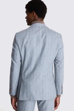 Italian Tailored Fit Light Blue Stripe Suit