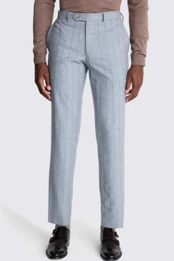 Italian Tailored Fit Light Blue Stripe Trousers