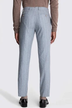 Italian Tailored Fit Light Blue Stripe Trousers