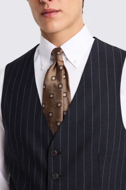 Italian Tailored Fit Navy Stripe Waistcoat
