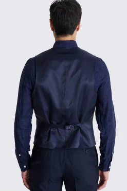 Italian Tailored Fit Navy Check Waistcoat