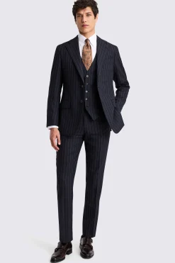 Italian Tailored Fit Navy Stripe Suit