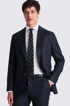 Italian Tailored Fit Navy Twill Linen Suit
