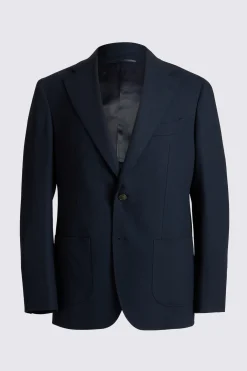 Italian Tailored Fit Navy Hopsack Suit
