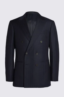 Italian Tailored Fit Navy Herringbone Suit