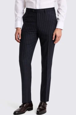 Italian Tailored Fit Navy Stripe Trousers