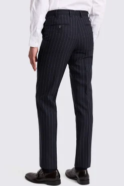 Italian Tailored Fit Navy Stripe Trousers
