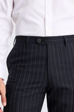 Italian Tailored Fit Navy Stripe Trousers