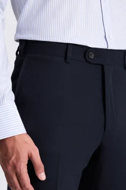 Italian Tailored Fit Navy Hopsack Trousers