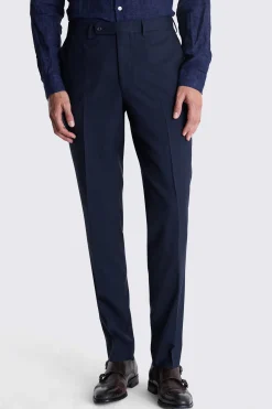 Italian Tailored Fit Navy Check Trousers