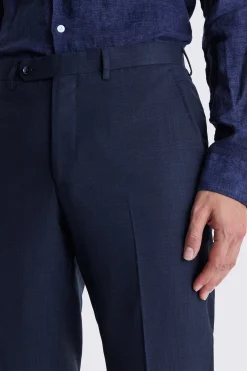 Italian Tailored Fit Navy Check Trousers