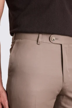 Italian Tailored Fit Taupe Cotton Trousers
