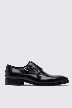 John White Monkton Black Double Monk Shoes