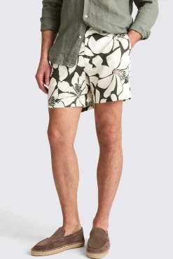 Khaki Floral Smart Swim Shorts