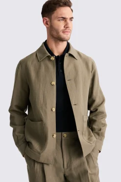 Khaki Wool Linen Shacket