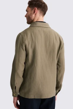 Khaki Wool Linen Shacket
