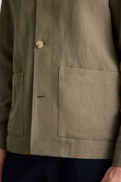 Khaki Wool Linen Shacket