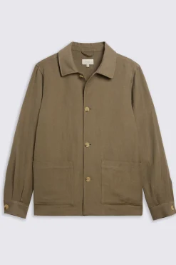 Khaki Wool Linen Shacket