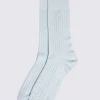 Light Blue Fine Ribbed Socks