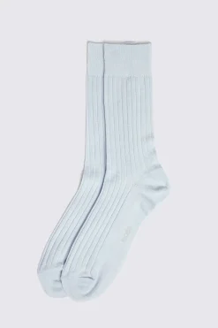 Light Blue Fine Ribbed Socks