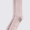 Light Pink Ribbed Mercerised Socks