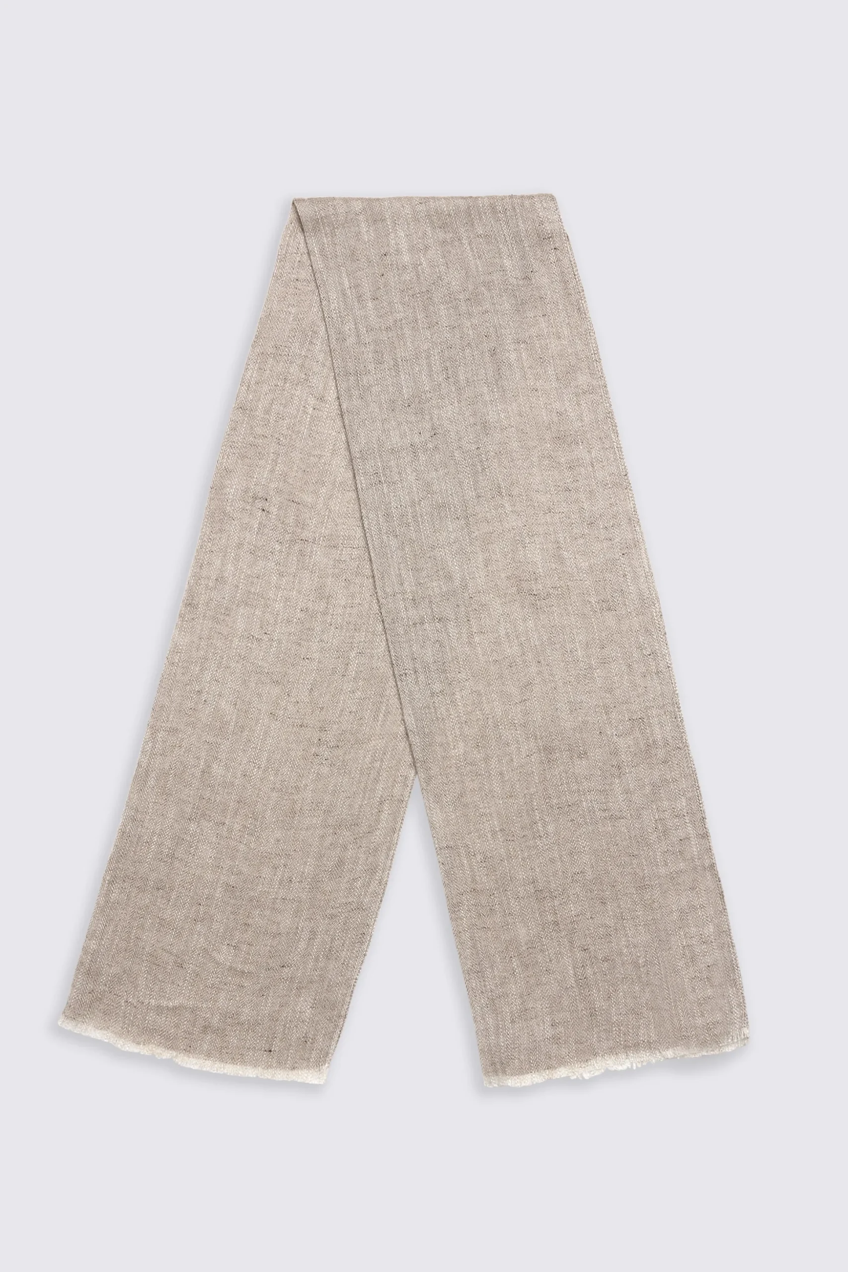 Light Taupe Textured Linen Blend Scarf