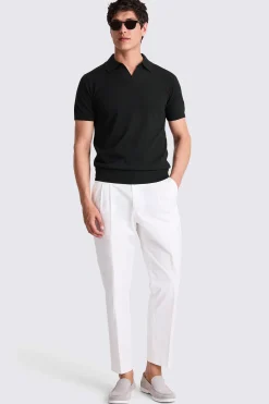 Linen Blend Black Skipper Polo