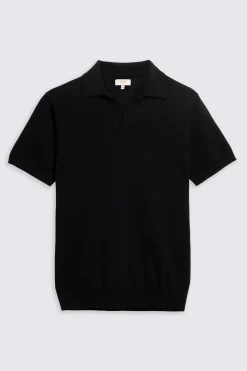 Linen Blend Black Skipper Polo