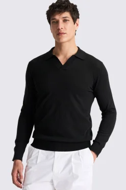Linen Blend Black Skipper Polo