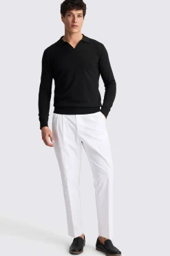 Linen Blend Black Skipper Polo