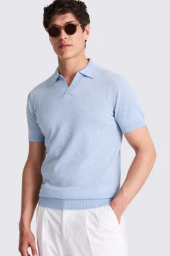 Linen Blend Light Blue Skipper Polo